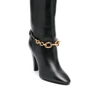 Saint Laurent Le Mailon Chain-Detailed Boots, black, 39